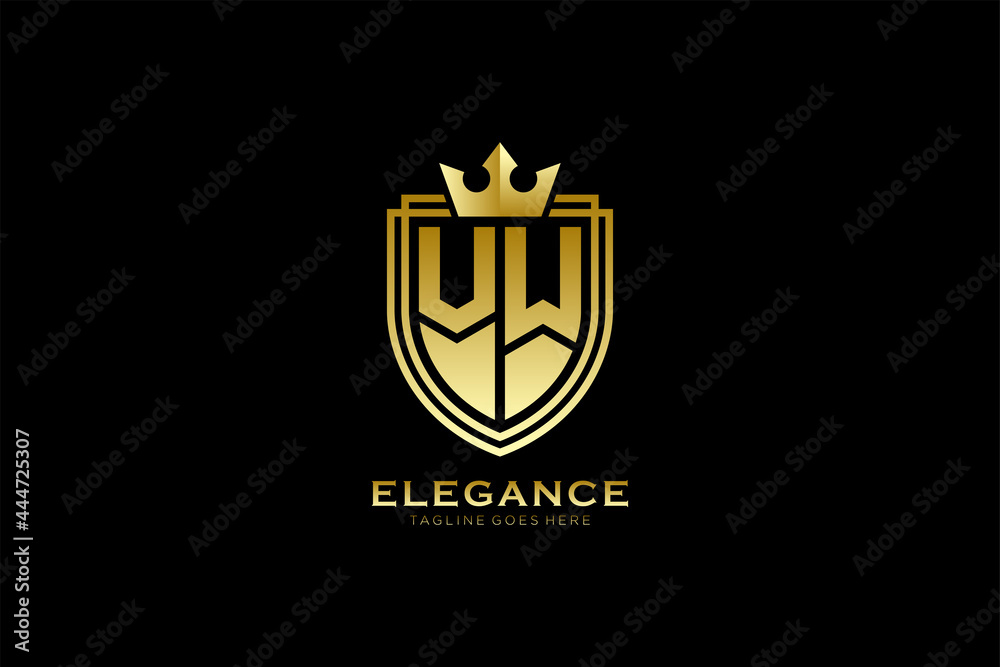 initial VW elegant luxury monogram logo or badge template with scrolls ...