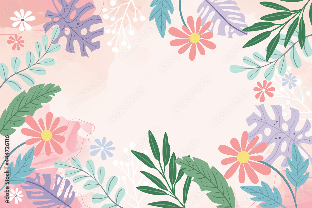 custom made wallpaper toronto digitalDesign banner frame flower Spring background with beautiful. flower background for design. Colorful background with tropical plants. Place for your text.