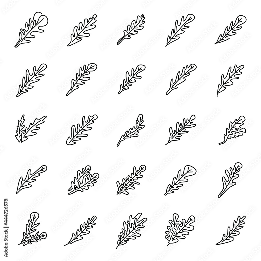 Arugula leaf icons set outline vector. Salad plant Arugula leaf icons set outline vector. Salad plant