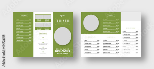 Food menu trifold brochure template