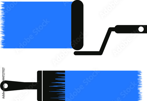 Painting tools brush and paint roller