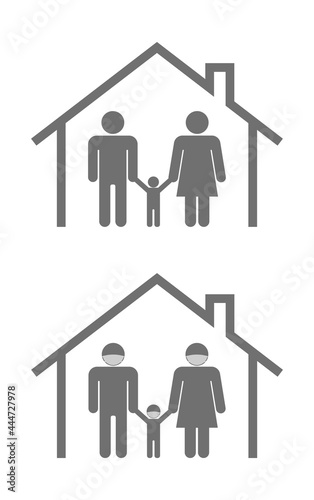 family stay at home concept icon