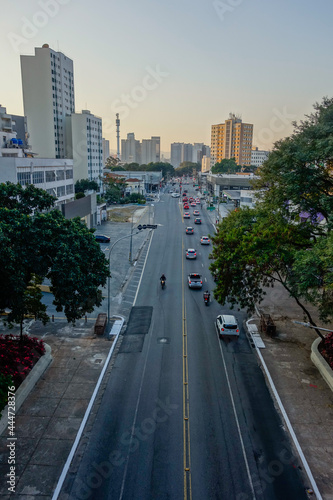 high angle of highway in Sao Paulo city downtown, Brazil, on late afternoon