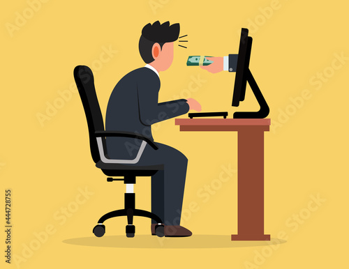 Online Deception from cyber criminals with money.  Internet crime concept.