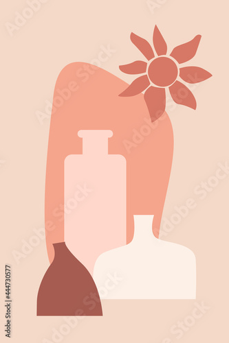 Vase pattern background, Boho minimalist vase illustration for  design nursery wall decor, t shirt print, shop flyer, contemporary poster etc