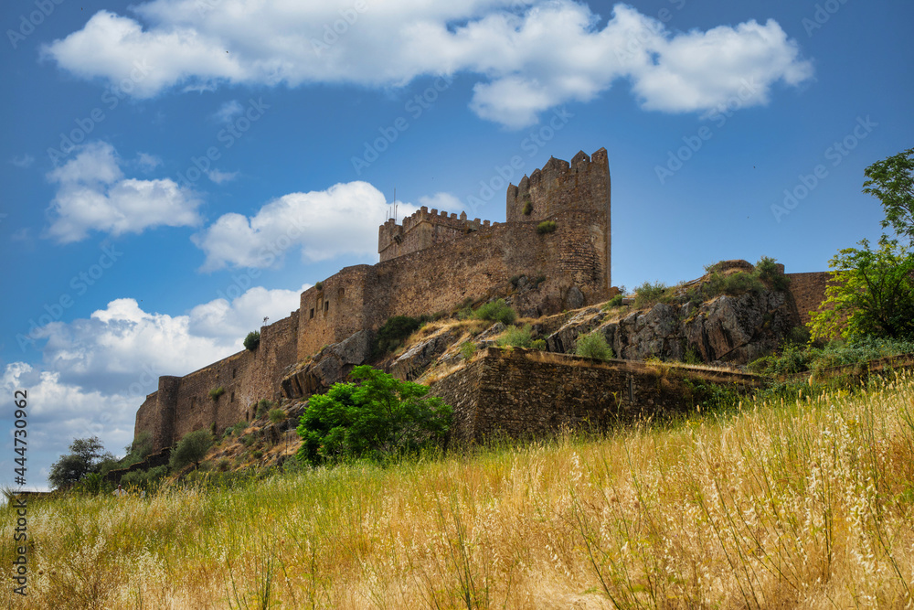 Medieval Castle With A Dramatic Sky, Located In Alburquerque, Extremadura, Spain