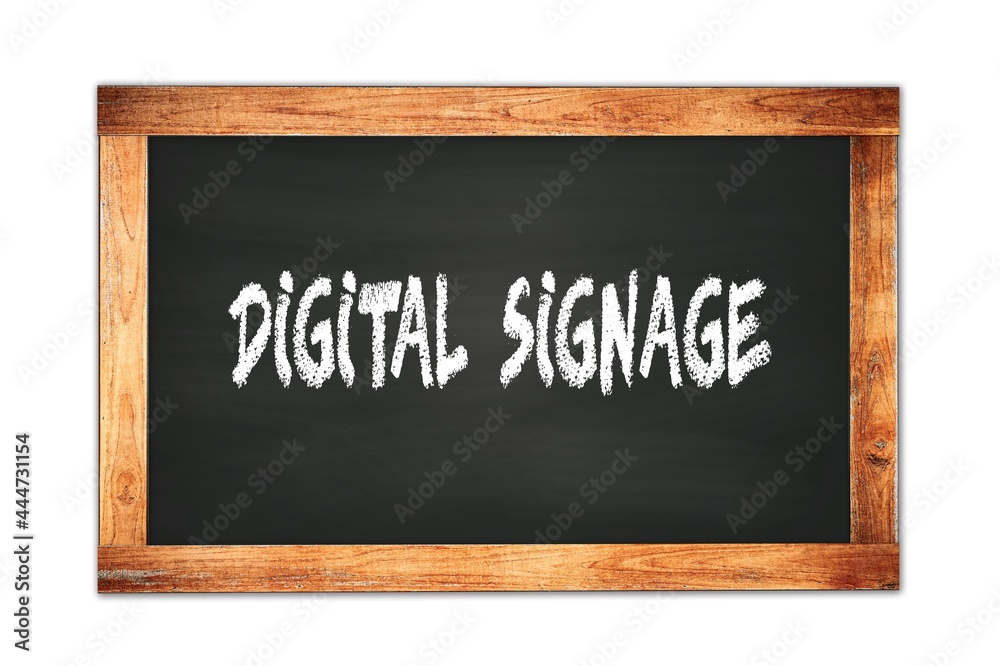 DIGITAL SIGNAGE text written on wooden frame school blackboard. DIGITAL SIGNAGE text written on wooden frame school blackboard.