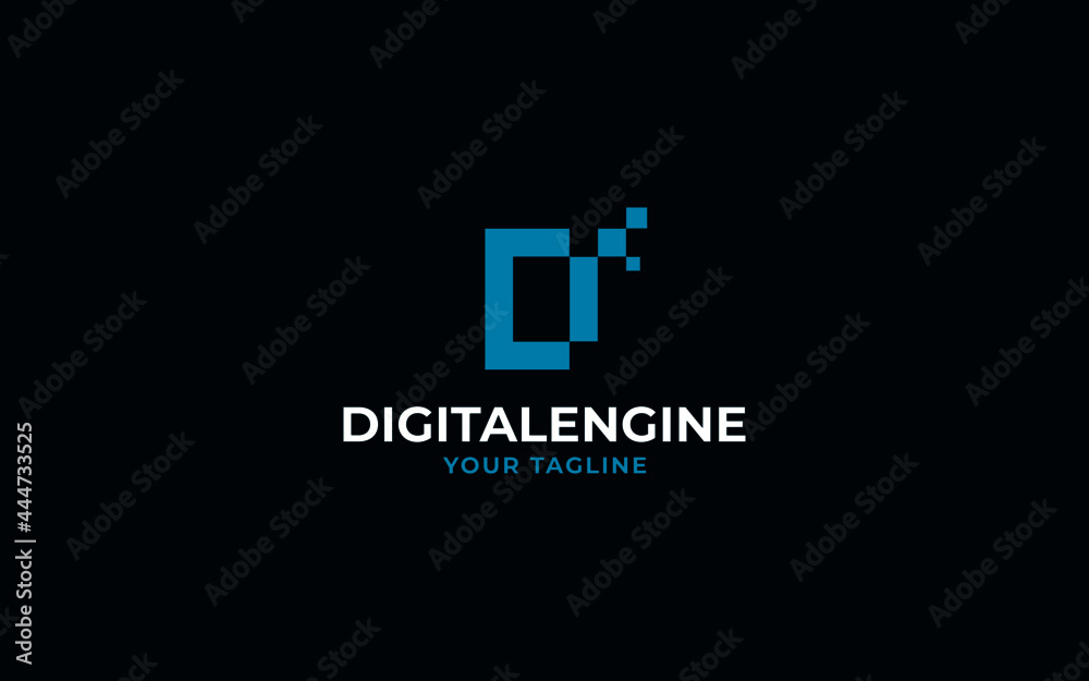 Letter D or with letter E tech technology sign symbol logo Letter D or with letter E tech technology sign symbol logo
