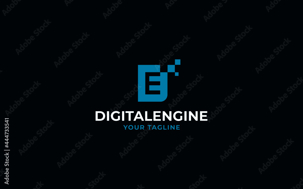 Letter D or with letter E tech technology sign symbol logo Letter D or with letter E tech technology sign symbol logo