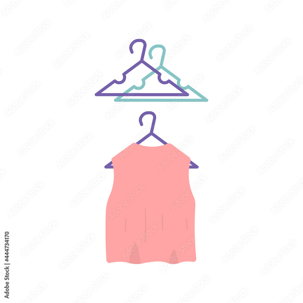 Obraz premium illustration of a hanger. tool for hanging clothes. a garment on a hanger. flat cartoon style. vector design