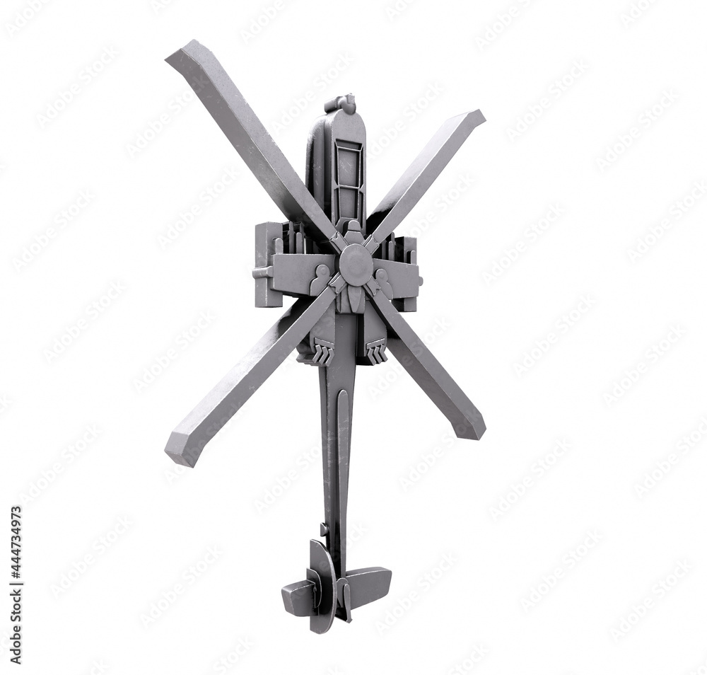 War helicopter isolated on grey background. 3d rendering - illustration War helicopter isolated on grey background. 3d rendering - illustration