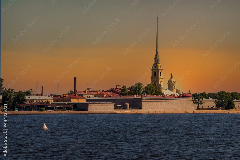 Sunrise over the Peter and Paul Fortress in St. Petersburg Sunrise over the Peter and Paul Fortress in St. Petersburg