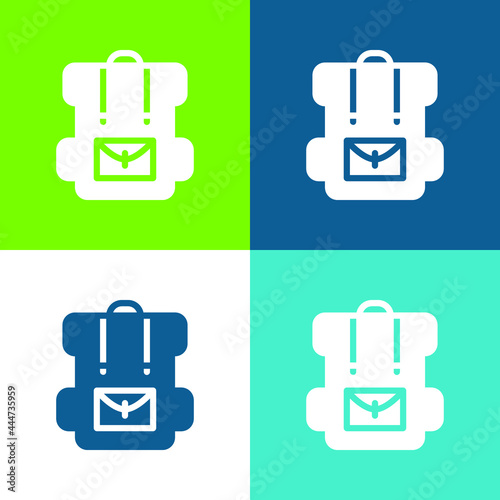 Bag Flat four color minimal icon set