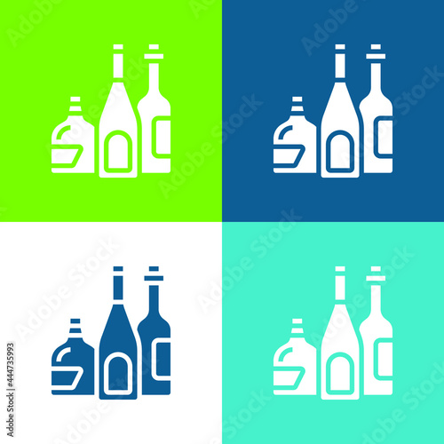 Alcoholic Drink Flat four color minimal icon set