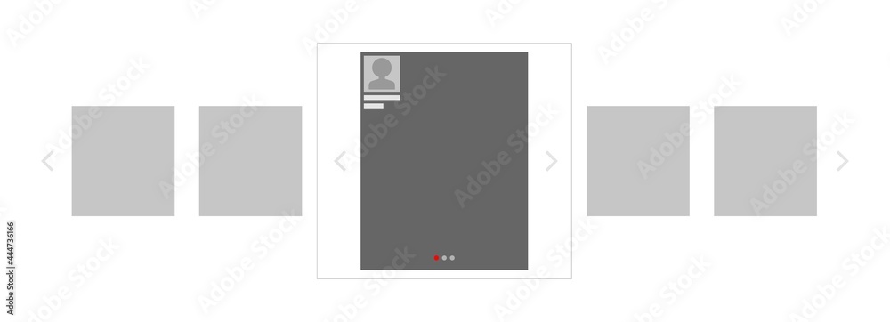Social media photo profile. Browse photos ribbon, online network actions. Searching and looking pictures vector elements