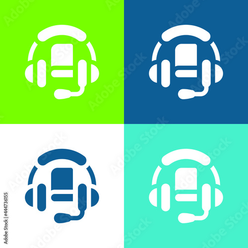 Audio Book Flat four color minimal icon set