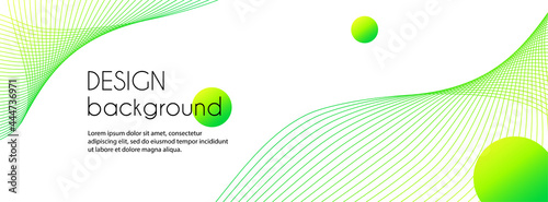 Vector abstract long banner with green wavy lines. Minimal trendy background for facebook cover, web header design