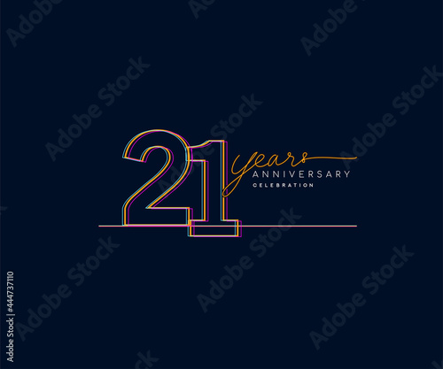 Wallpaper Mural 21st Years Anniversary Logotype with Colorful Multi Line Number Isolated on Dark Background. Torontodigital.ca