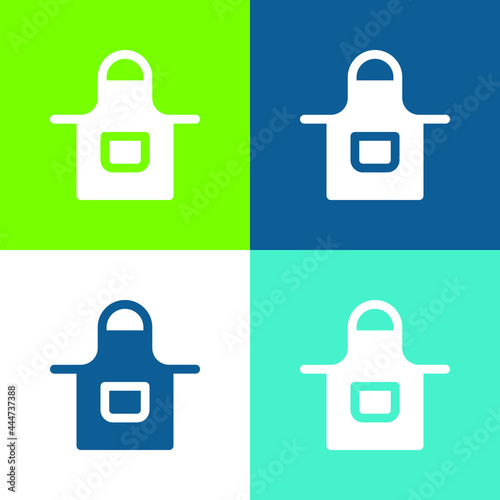 Apron Flat four color minimal icon set