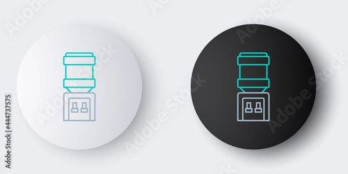 Line Water cooler for office and home icon isolated on grey background. Water dispenser. Bottle office, plastic and liquid. Colorful outline concept. Vector