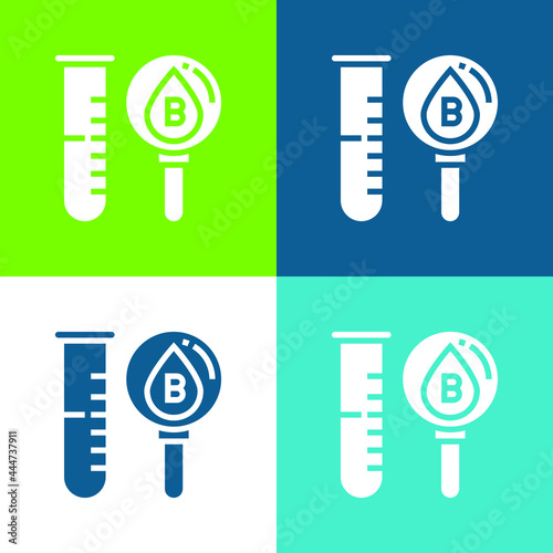 Blood Test Flat four color minimal icon set