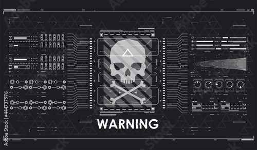 Elements of HUD interface with attention sign. Warning. Conceptual Layout with HUD elements for print and web.