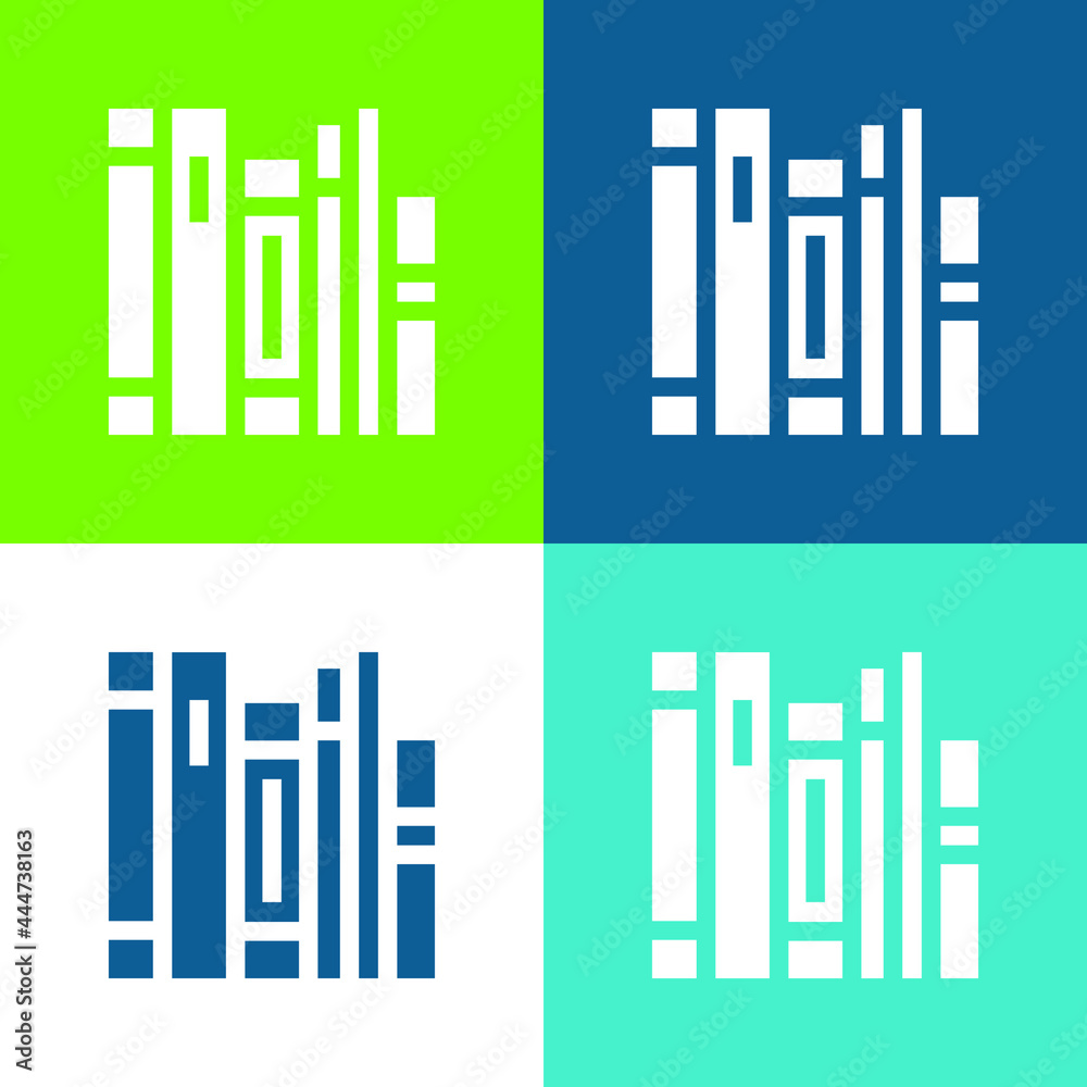 Obraz premium Books Flat four color minimal icon set