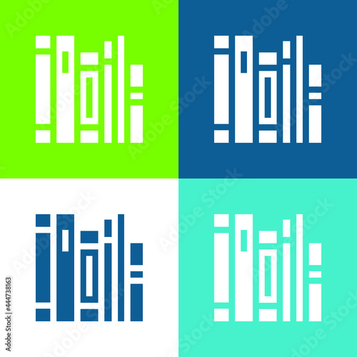Books Flat four color minimal icon set