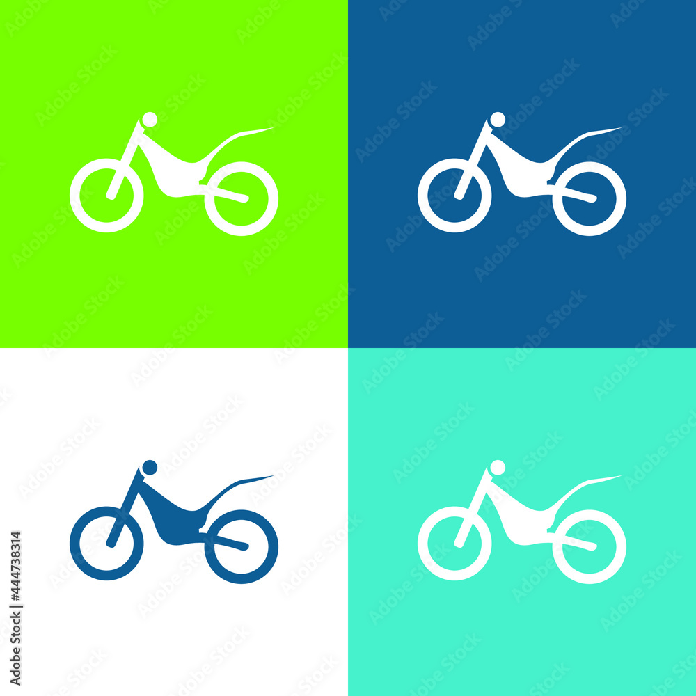 Fototapeta premium Bike Side View Flat four color minimal icon set