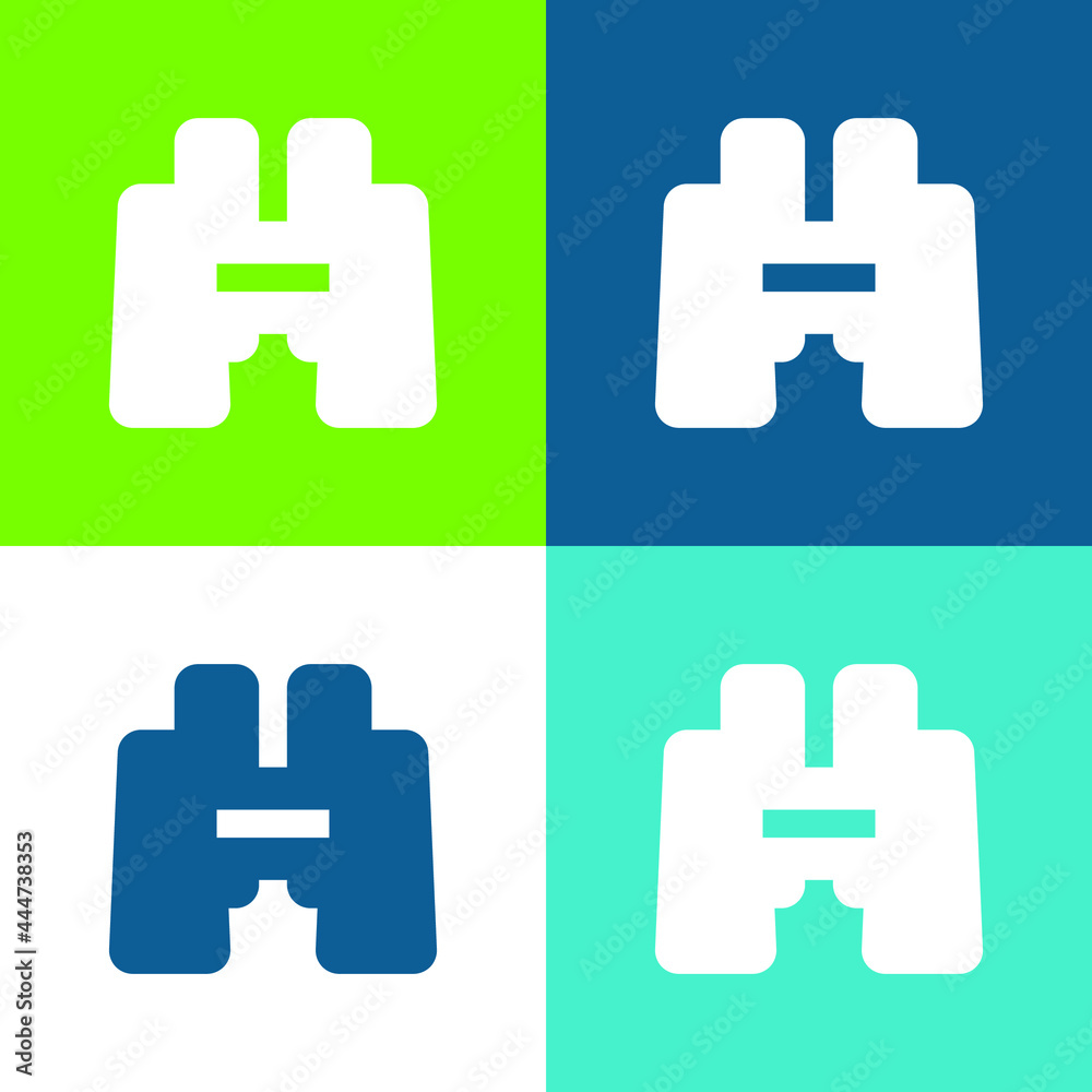 Binoculars Flat four color minimal icon set Binoculars Flat four color minimal icon set