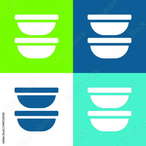 Bowl Flat four color minimal icon set