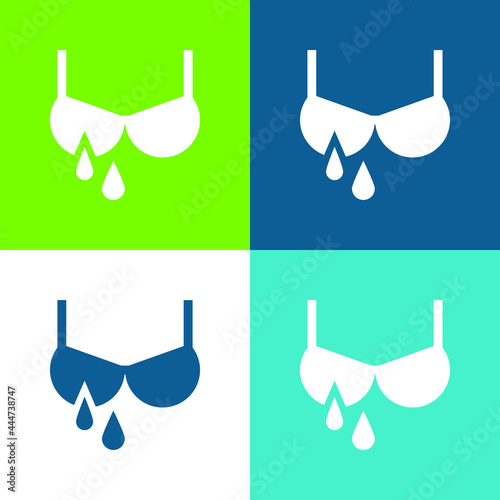 Breastfeeding Flat four color minimal icon set