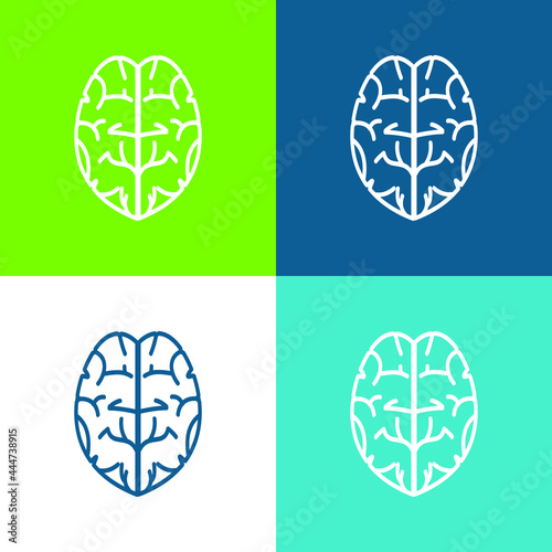 Brain Flat four color minimal icon set
