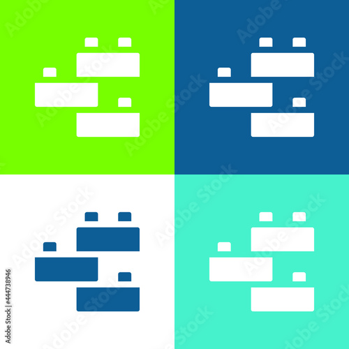 Brick Flat four color minimal icon set