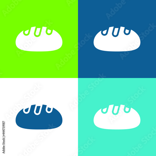 Bread Flat four color minimal icon set
