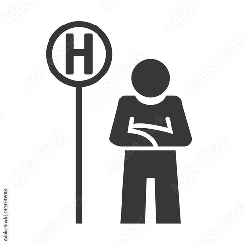icon Bushalteselle mit wartendem Fahrgast - Bus stop symbol