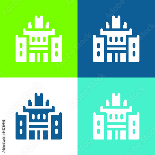 African Heritage House Flat four color minimal icon set