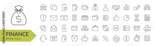 Finance line icon set. Isolated signs on white background. Vector illustration