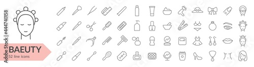 Beauty line icon set. Isolated signs on white background. Vector illustration