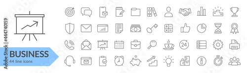 Business line icon set. Isolated signs on white background. Vector illustration