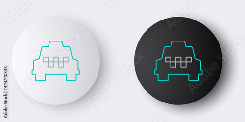 Line Taxi car icon isolated on grey background. Colorful outline concept. Vector