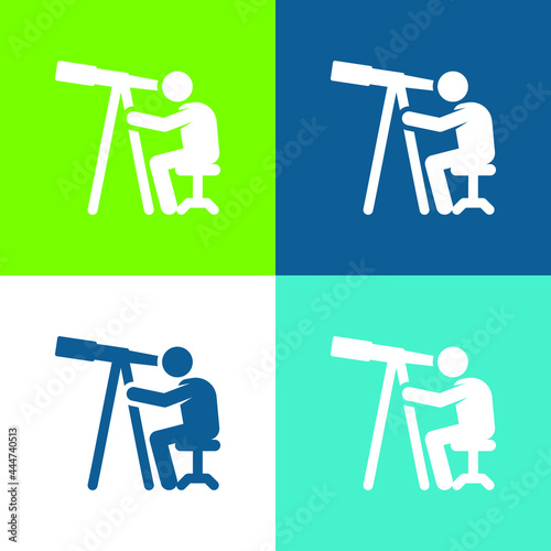 Astronomer Flat four color minimal icon set
