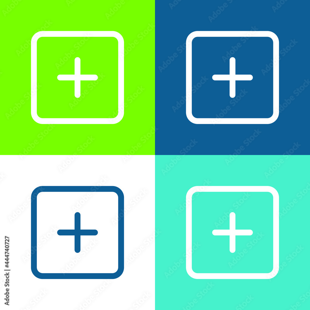Fototapeta premium Add Square Outlined Interface Button Flat four color minimal icon set