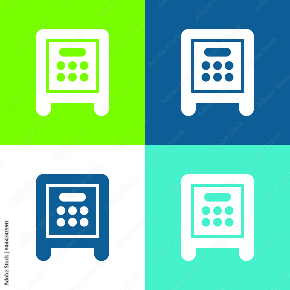 Bank Safe Box Flat four color minimal icon set Bank Safe Box Flat four color minimal icon set