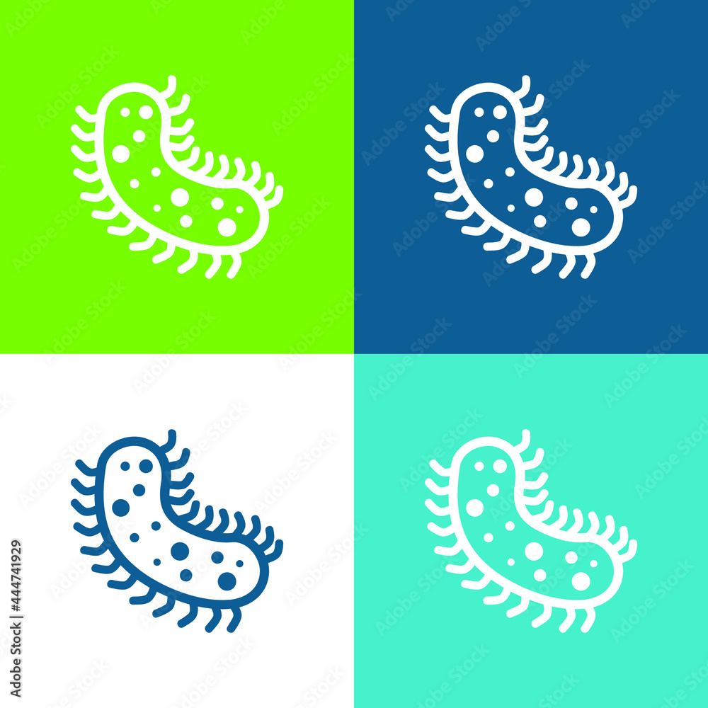 Bacteria Flat four color minimal icon set