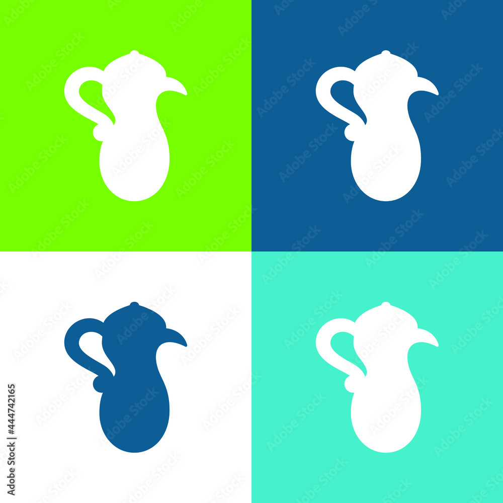 Arabic Teapot Flat four color minimal icon set Arabic Teapot Flat four color minimal icon set