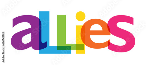 ALLIES rainbow gradient vector typography banner on white background