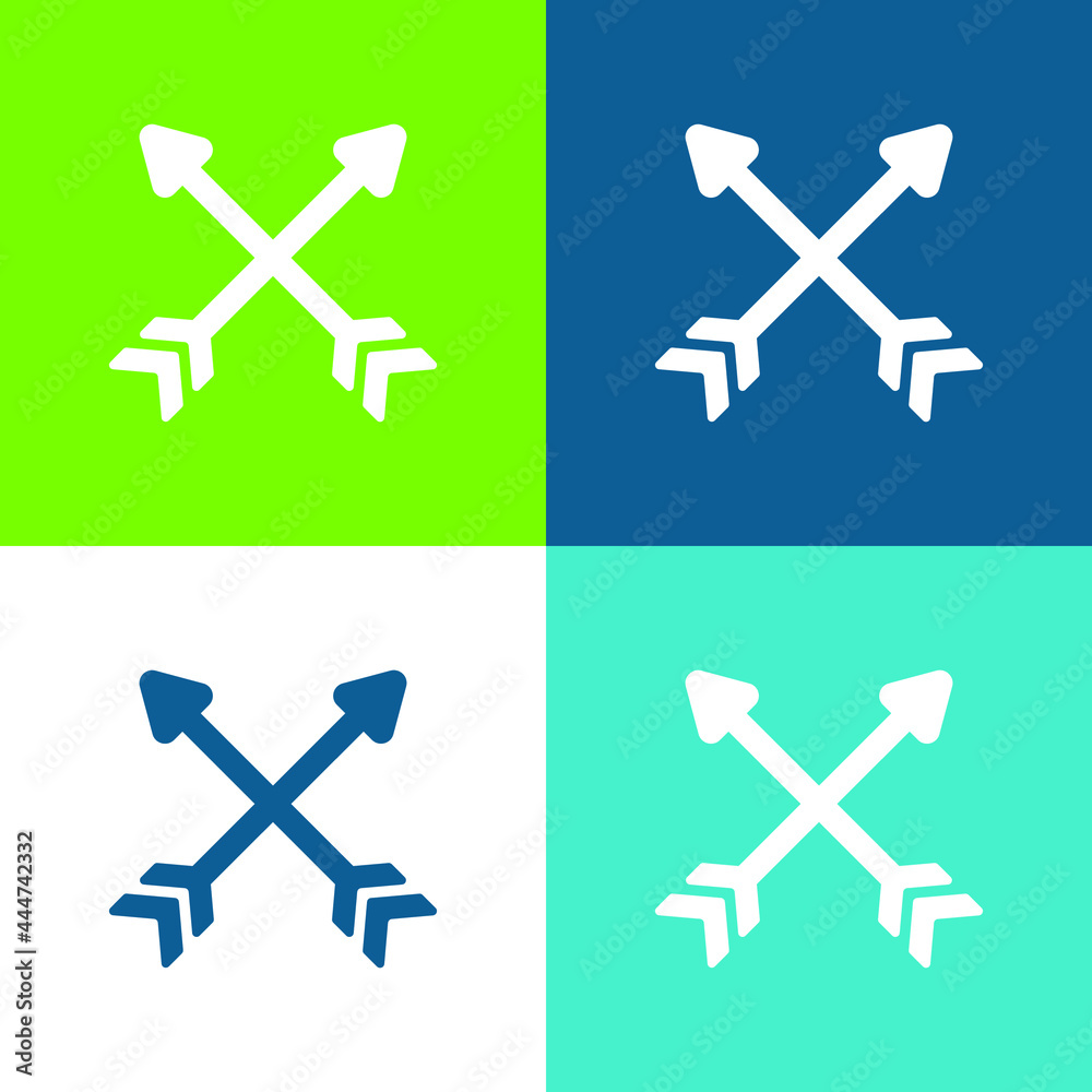 Archery Flat four color minimal icon set Archery Flat four color minimal icon set