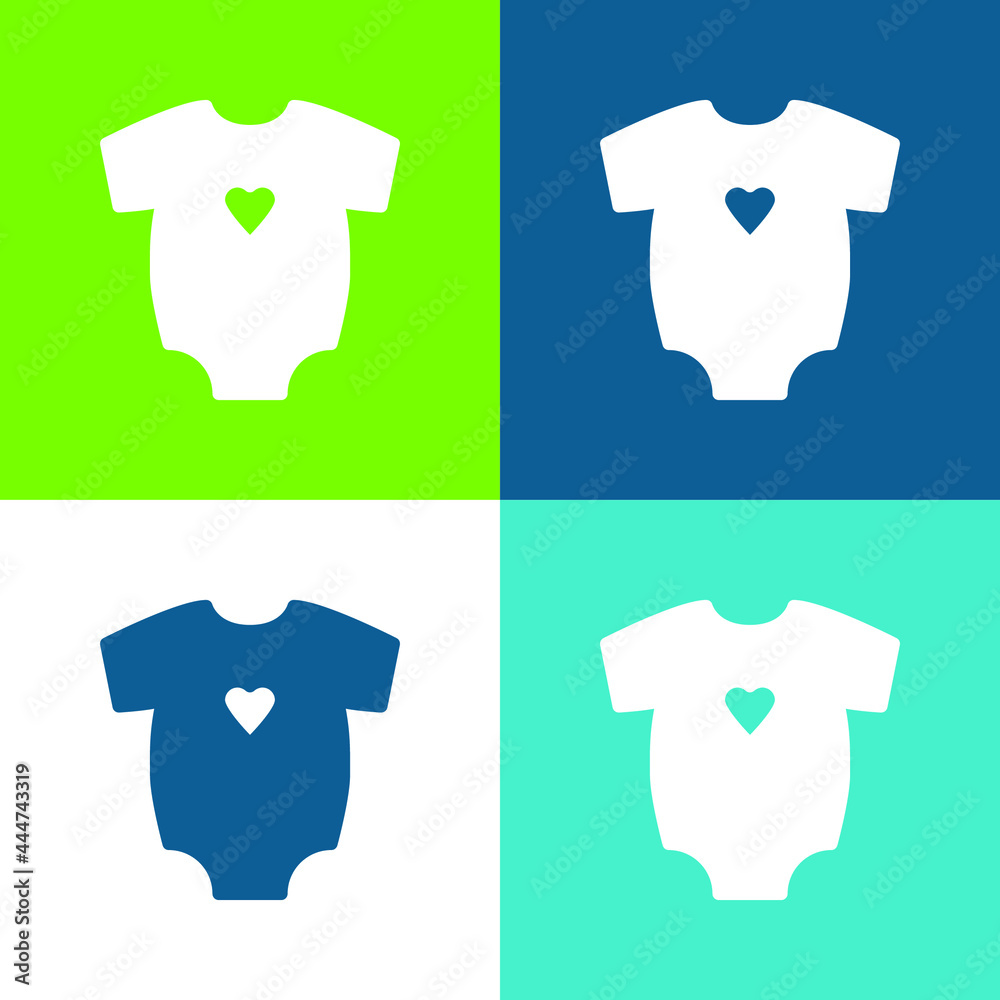 Baby Body Flat four color minimal icon set Baby Body Flat four color minimal icon set