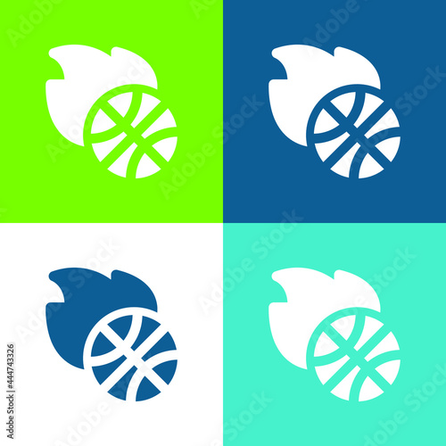 Basketball Flat four color minimal icon set